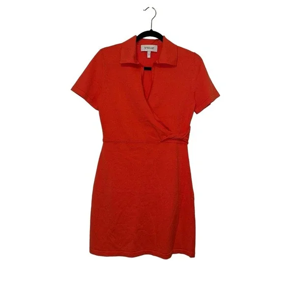 Derek Lam 10 Crosby Coral Raylen Twist Short Sleeve Sweater Dress Size Medium - Picture 2 of 7
